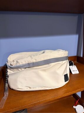 Free People Cream Crossbody Belt Bag with Gray Trim